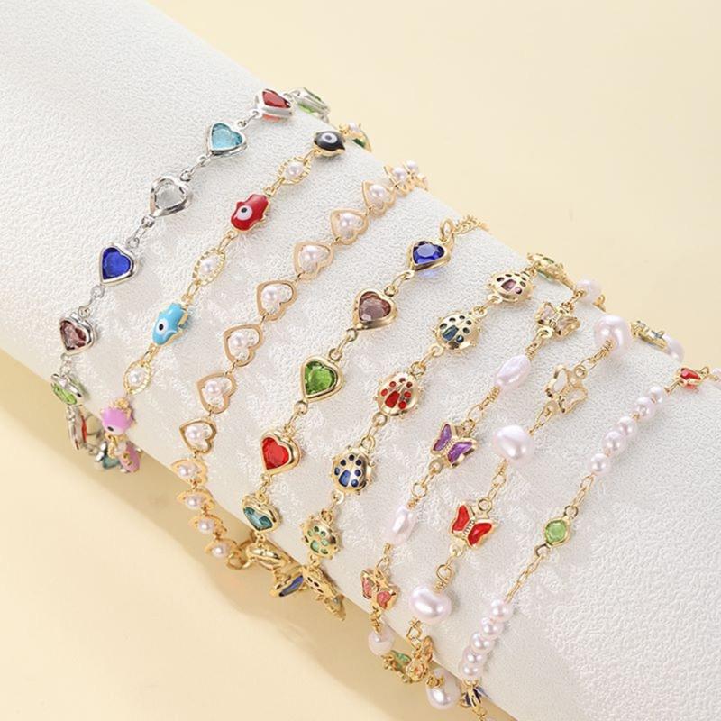 Women Bracelets Candy Color Bracelets Alloy Material Friendship Bracelets Beads Bangles Jewelry Gift for Women Girls