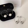 Hong Kong Style Retro Metal Pearl Ear Buckle Female Design Sense Niche Personality Simple Temperament Versatile Fashion Earrings Earrings