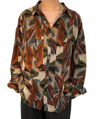 Second Roots or Perfect for Spring and Collared Patterned Loose and Men's Shirt, All-Over Print, Bold, Paisley, Striped, Painted, Autumn, Blouse,