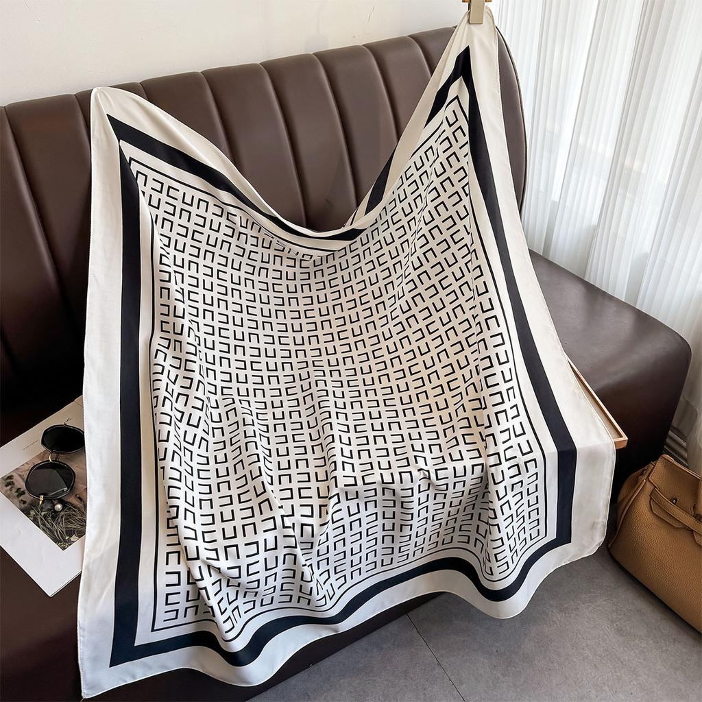 Spring and summer simple twill square scarf temperament commuter scarf decoration fashion shawl neck protection scarf sunshade headscarf women