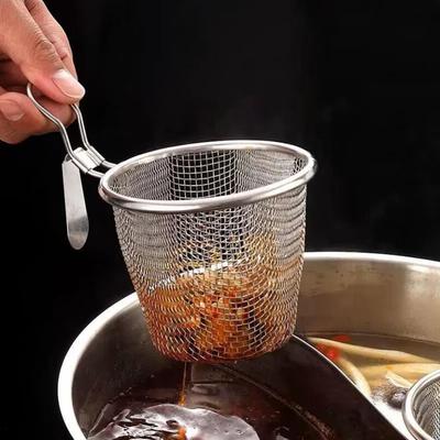 Mesh Strainer Stainless Steel Basket Spaghetti Strainer Spoon Noodle Strainer for Noodles Frying Pasta Camping Dumplings