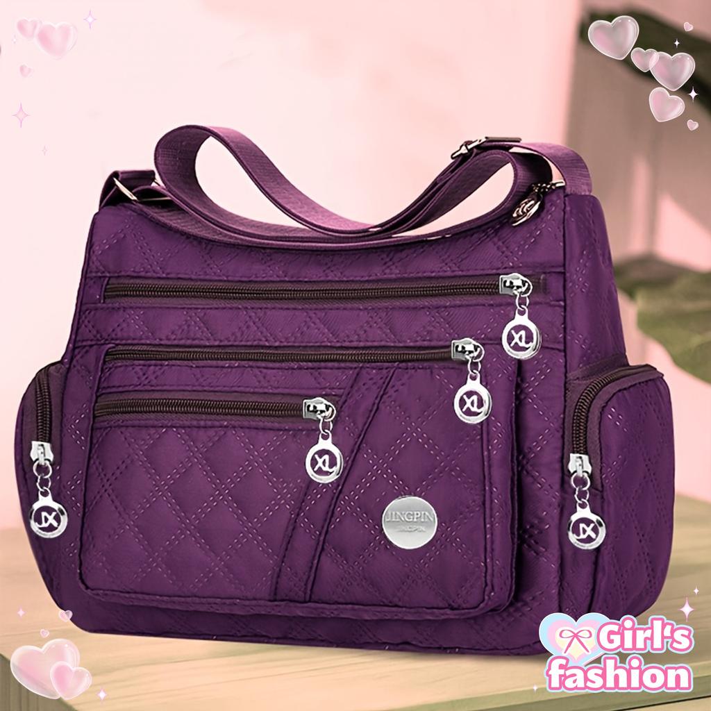 Strapazierfähige Konstruktion, modische leichte Umhängetasche aus Oxford-Canvas für Männer und Frauen, lässiger Stil mit mehreren Reißverschlusstaschen, verstellbarer Riemen