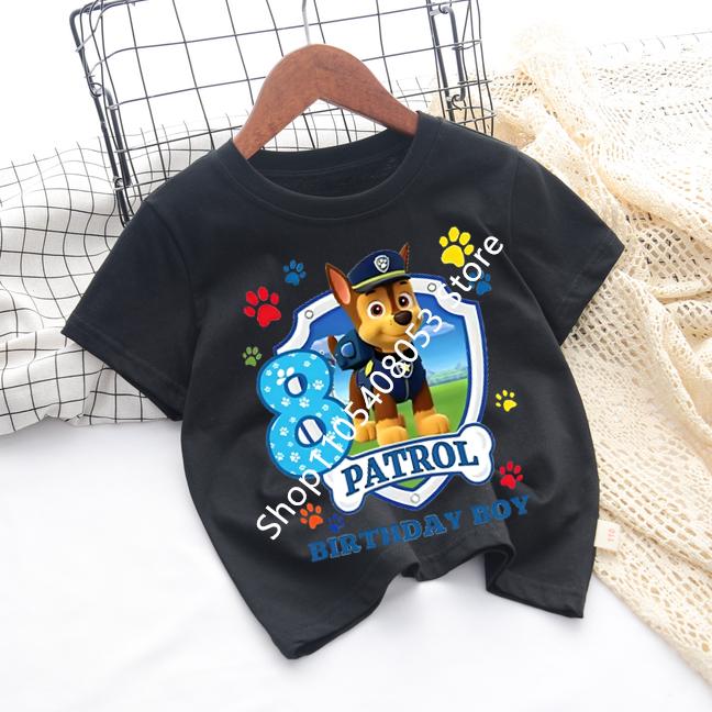 White Tshirts for Boys Anime Cartoon Cute Birthday Clothing Children Summer Fashion Short Sleeved Shirt Kids Clothes