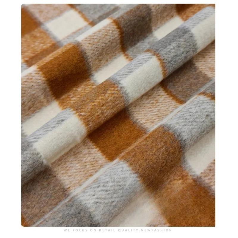 Thickened Brushed Checkered Fabric Fashion Versatile for Handmade Diy Sewing Clothing Skirts Winter Coat Jackets Pants Material