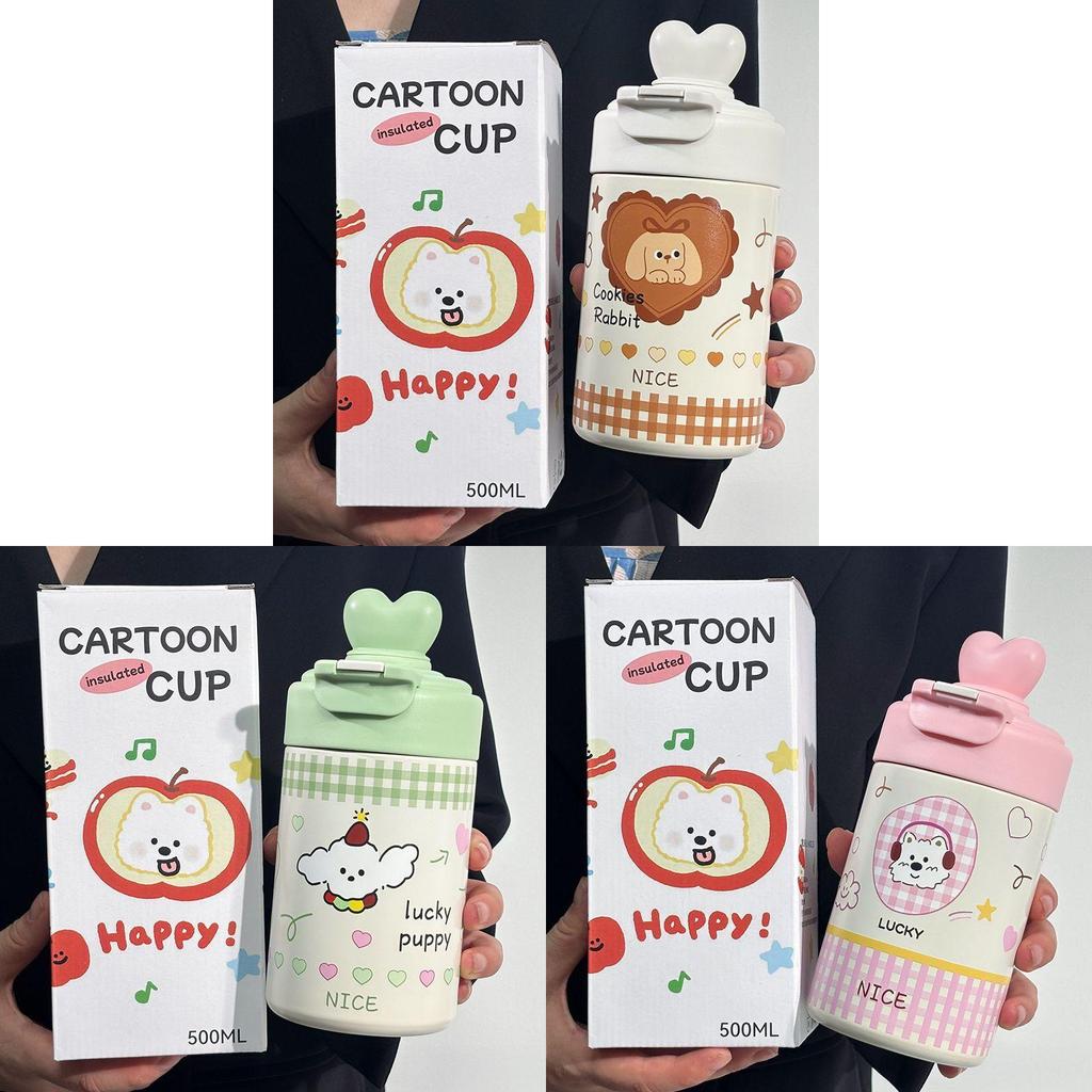 Girl Thermal Mug With Straw And Tea Strainer For Home Office Travel