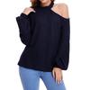 Spring and Autumn Women's Blouse Waffle Knit Corset Top Strapless Long Sleeve Top  Loose Shirt