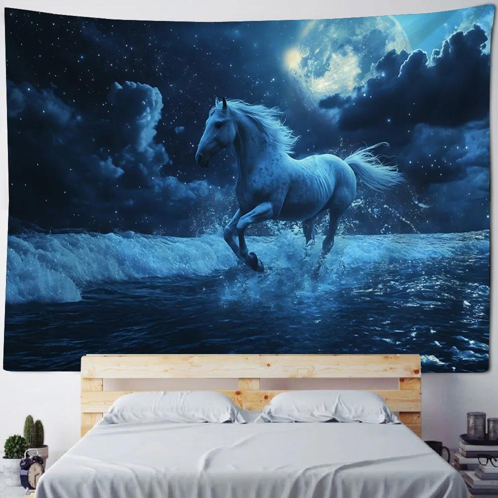 Dreamy Unicorn Tapestry Wall Hanging Hippie Home Bedroom Party Background Poster Cartoon Horse Dormitory Hanging Cloth Blanket