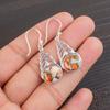 Orange Copper Turquoise Gemstone 925 Sterling Silver Jewelry Drop Earrings 1.64" CE-1-40