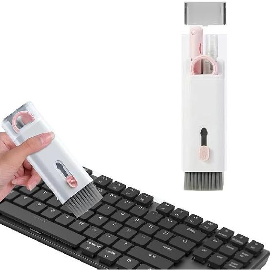 7 In 1 Laptop Cleaning Kit Keyboard Cleaner,Computer Screen Cleaning Brush Tool,Computer Cleaning Tools Kit Corner Gap Duster Keycap Puller(Pink)