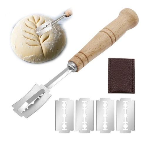 Latikaly Coupe Knife, Bread Knife, Replaceable Blades, Stainless Steel, for French Bread, with Cover, Slicer, Bread Making Tool, for Home and Commerci