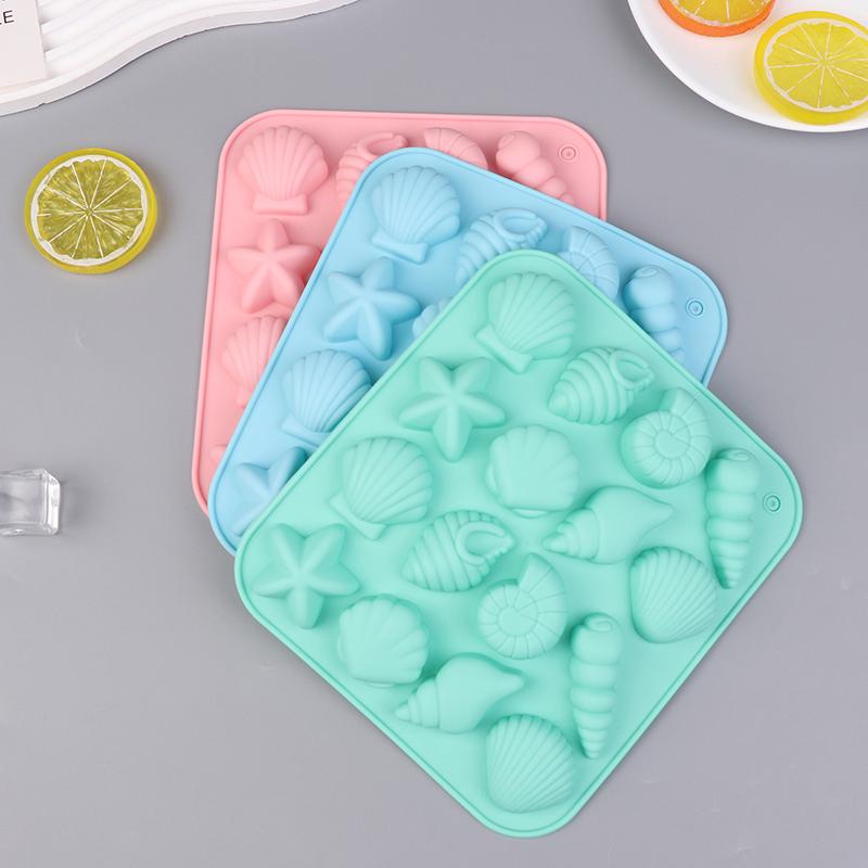 16 Cavity Shell Conch Starfish And Other Shaped Silicone Molds Diy Candy Mousse Pastry Pudding Chocolate Cake Baking Mold