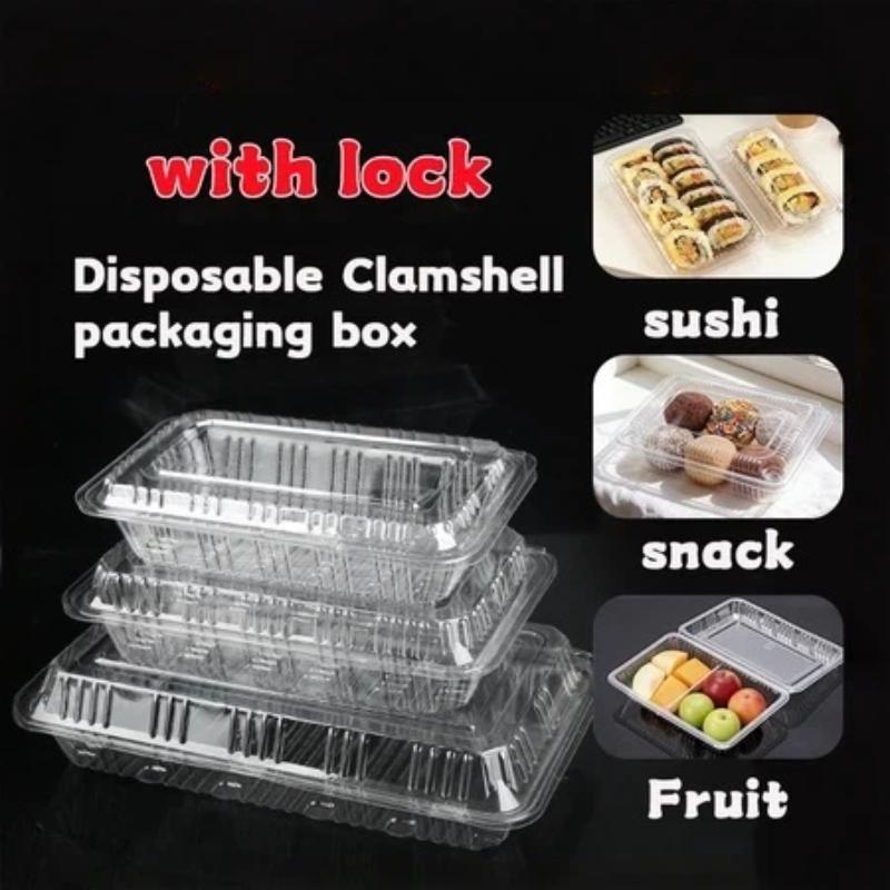 100Pcs Disposable Packaging Box Tight Seal Crush Resistant Transparent Food Container One-Time Packaging Box