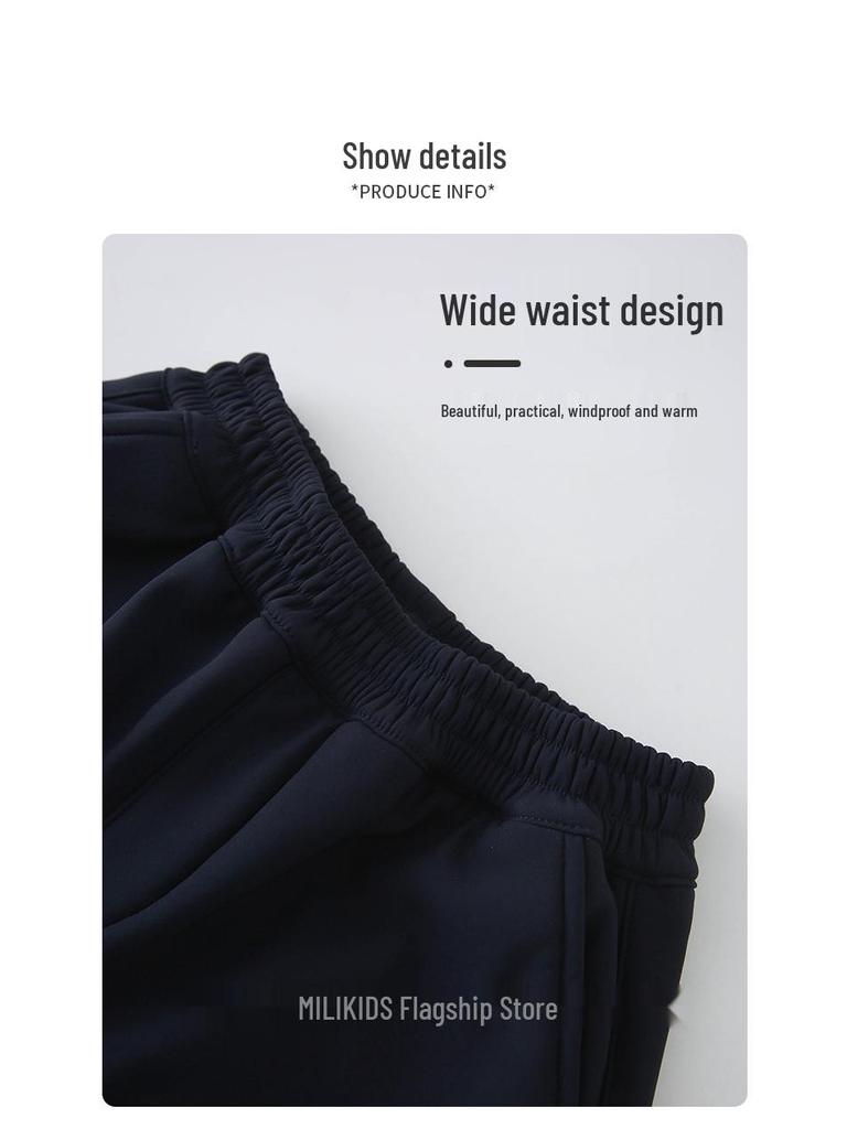 Dziecięce wiatroodporne spodnie dresowe z polaru - Jesienno-zimowa odzież sportowa dla chłopców i dziewcząt