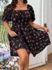 Print Dress Short Sleeve Cherry Print Large Size Dress