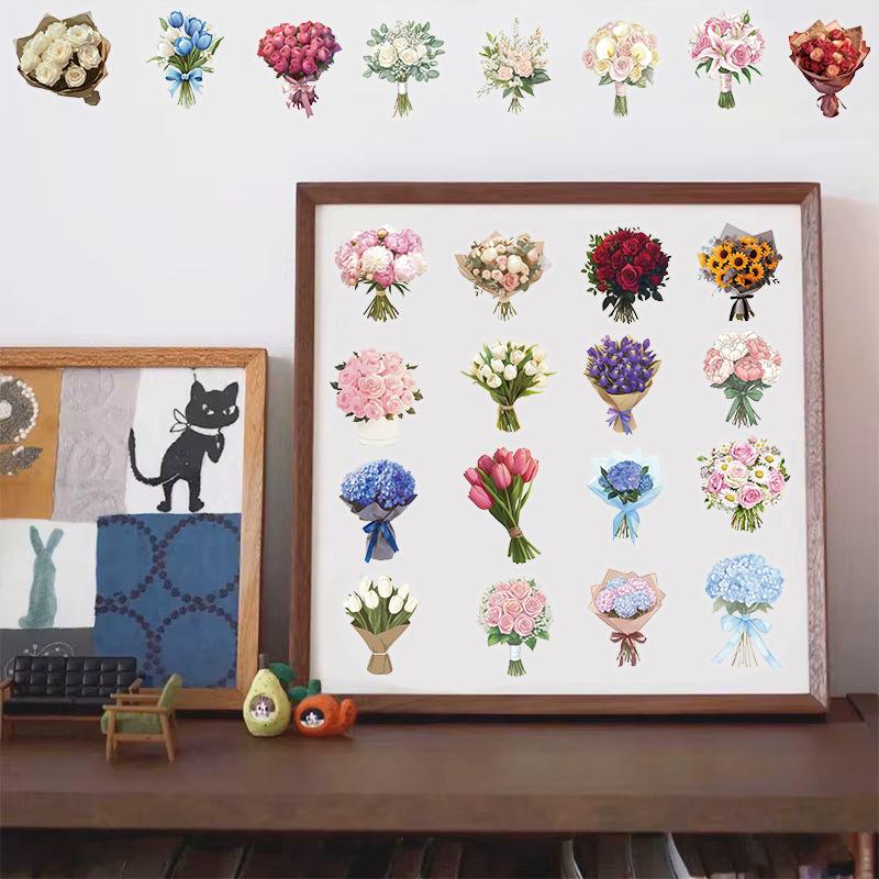 50/100PCS Satin Dream Flower Gift Stickers Cartoon Suitcase Luggage Car Phone Transparent Decorative Laptop Pegatina Sticker
