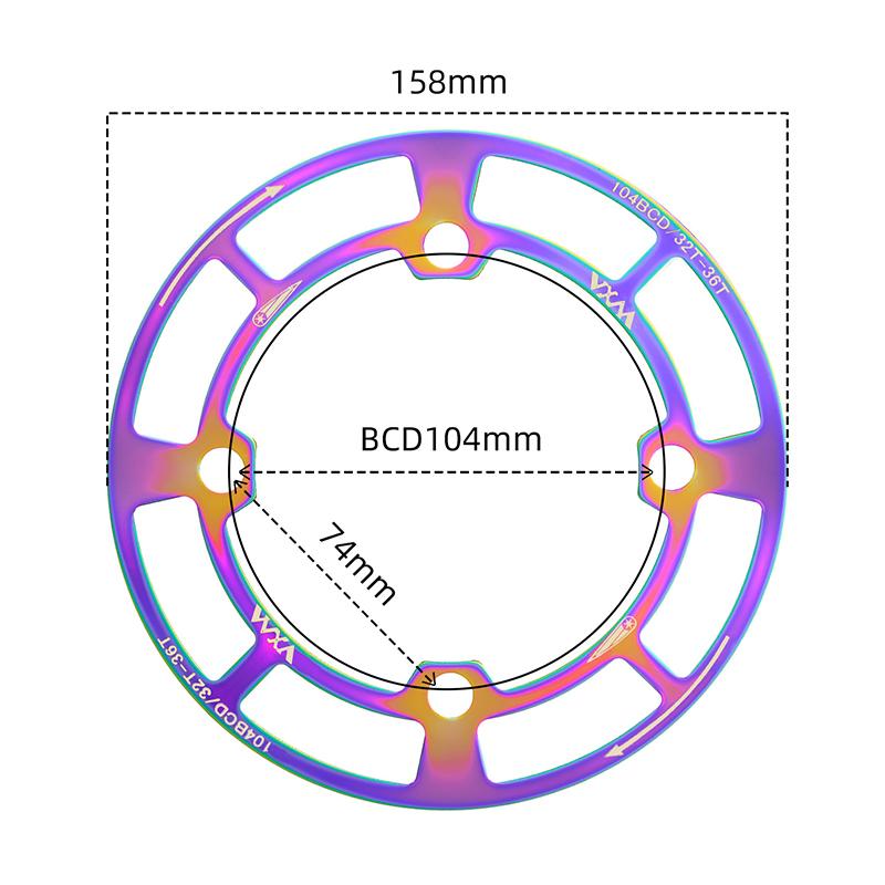 104BCD Bicycle Crankset Protective Cover Impact Resistant Light Weight Fit 32-42T Sprocket for Mountain Biking