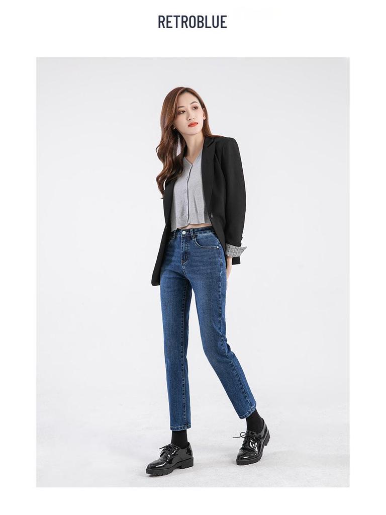 Petite Light Blue High Waist Straight Leg Cigarette Jeans for Women - Slimming Eight/Nine Length (Spring/Summer 2024)