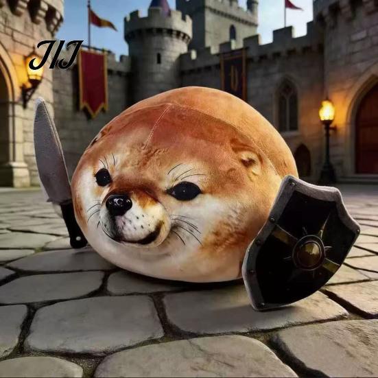 Funny Shiba Plush 35/45CM What The Dog Doing Toy, Plushie, Detachable Comfortable Stuffed Doll Knife Shield Doll, Soft Pillow, Novelty Abstract