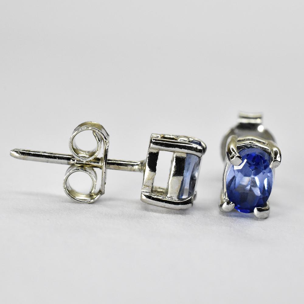 Elite 925 Sterling Silver Earring 8 Ct Natural Blue Sapphire Gemstone Certified