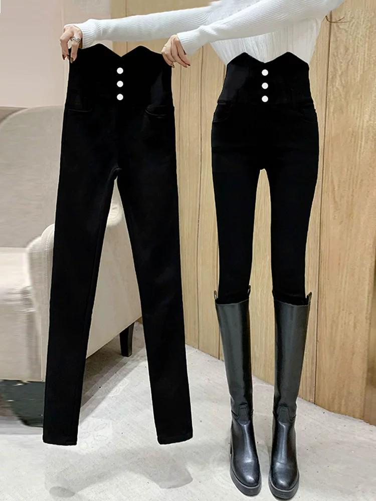Women's High-Waisted Elastic Skinny Leggings - Plus Size Slimming Pants for Spring and Autumn