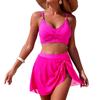 Women two piece bikini set with ruched bralette top and wrap swim skirt high waist tummy control bathing suit