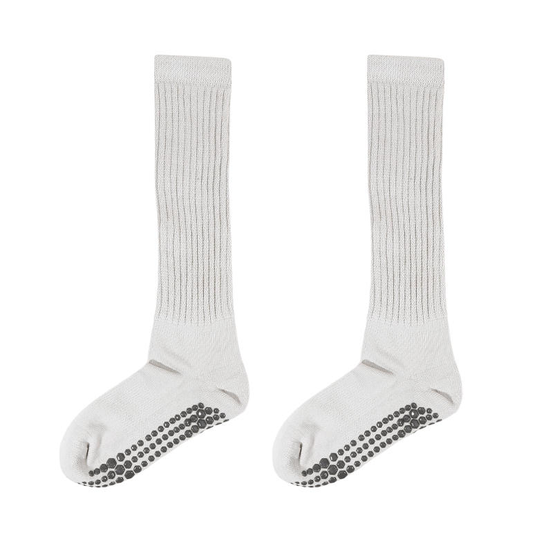 

1 пара женских носков для йоги и пилатеса с нескользящими подошвами, спортивные носки для фитнеса в помещении, профессиональные носки до икр для балета и танцев One Size светло-серый