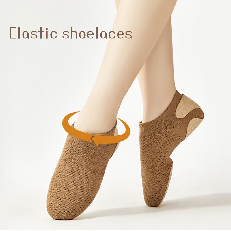 Cheerleading Dance Jazz Practice Shoes Soft Soled Flyknit Professional Competition Shoes Body Training Ballet Flat Shoes