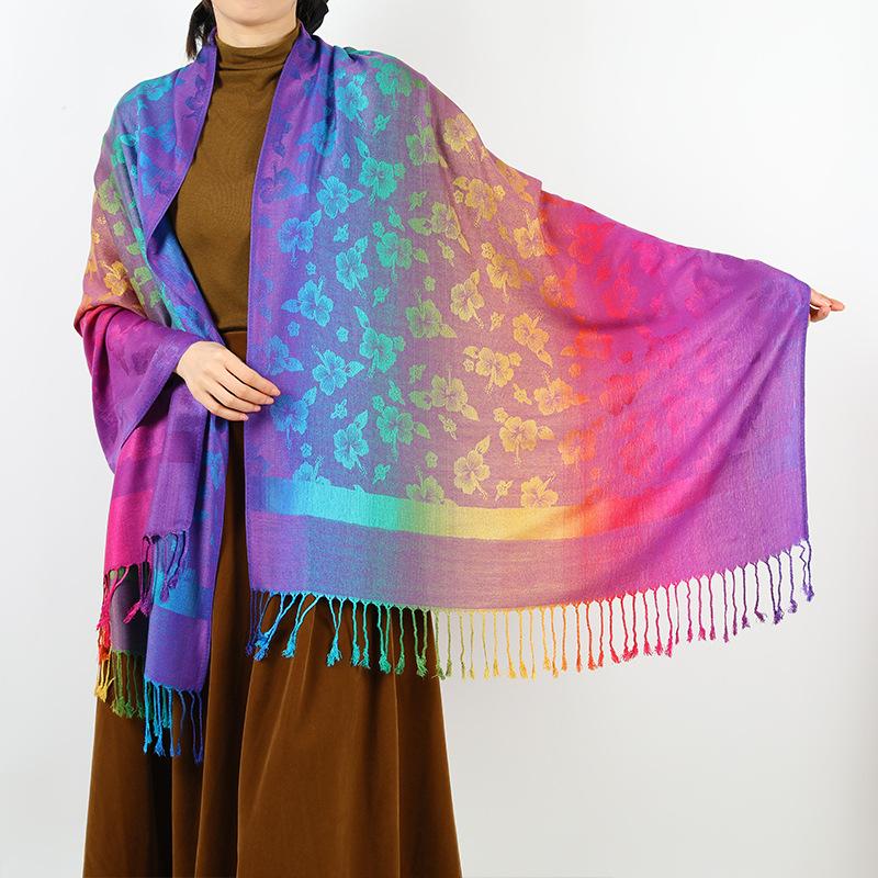 New Products Are On the Shelves In Spring and Autumn, Shawls, Colorful Jacquard Cashew Nut Long Scarves, Travel Photos, Scarves, Women's Bags.