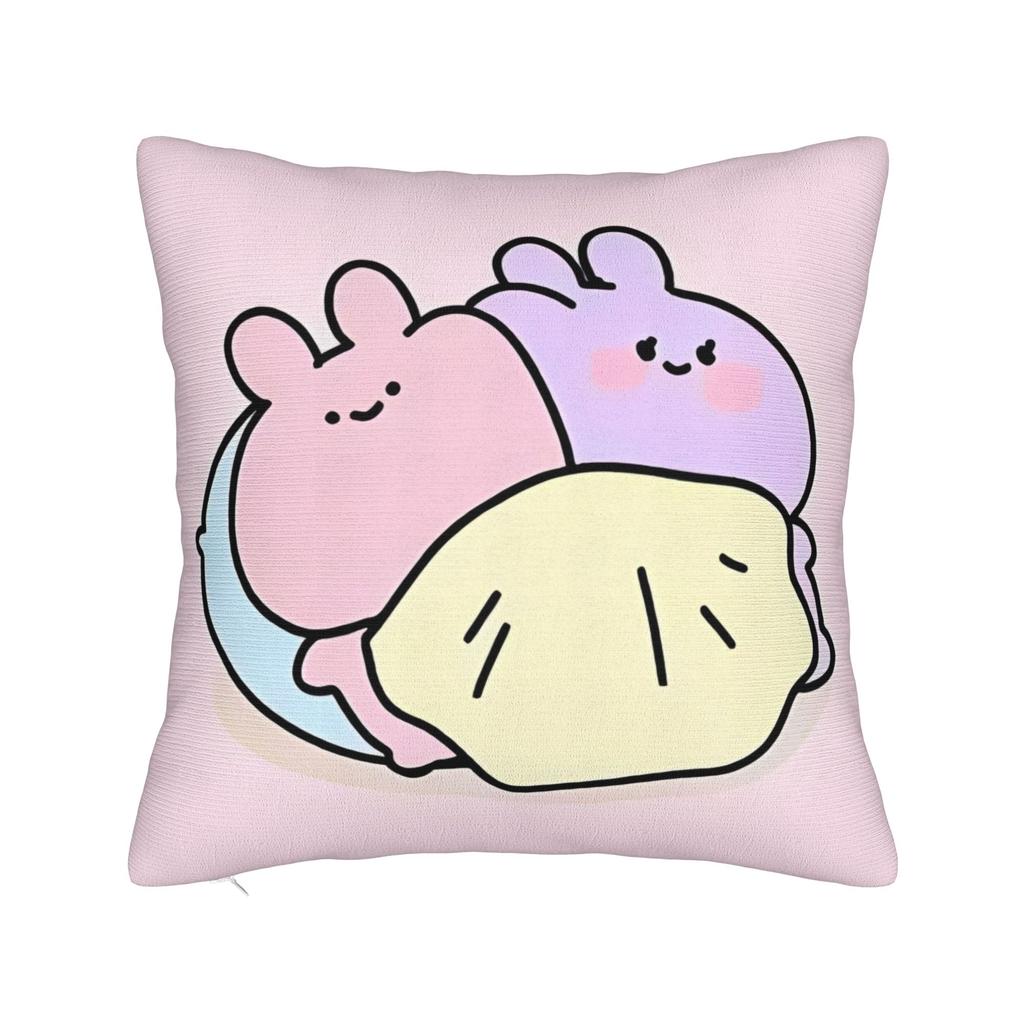 Asamimichaan Asleep Cartoon Square Pillow Cases Kawaii Asamimi Cushion Cover Decor Throw Pillow Case Cover for Sofa cm