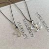 Fashion Silver Color Hollow Flower Long Necklace for Women Girls Simple Adjustable Black Rope Chain Necklace Jewelry Gifts