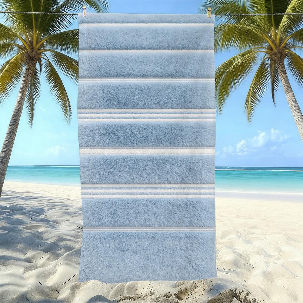 Populaire gestreepte bedrukte strandlaken Sneldrogend Zandvrij Volwassen Zwem Bad Handdoek Microvezel Handdoek