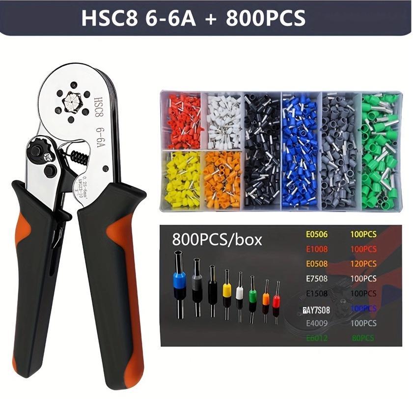 Manufacturer 6-6A European Style Tubular Terminal Crimping Pliers for Wire & Insulation, Manual Tool.