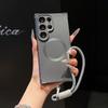 For  Matte Lanyard Soft TPU Case for Samsung Galaxy S26 S2 Ultra S24 Plus Lens Protector Wrist Strap Airbag Bumper Cover