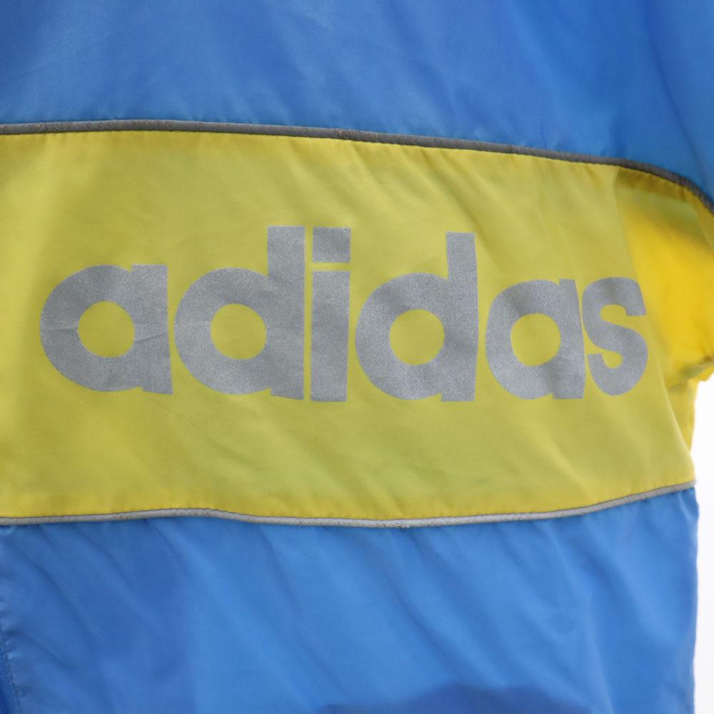 Adidas 80s 90s Old Two-tone Color Windbreaker Blue Hooded Men's Used