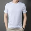 Ice Silk Jacquard T-shirt Men's Middle-aged Fashion Casual Plaid Round Neck Short-sleeved T-shirt Top