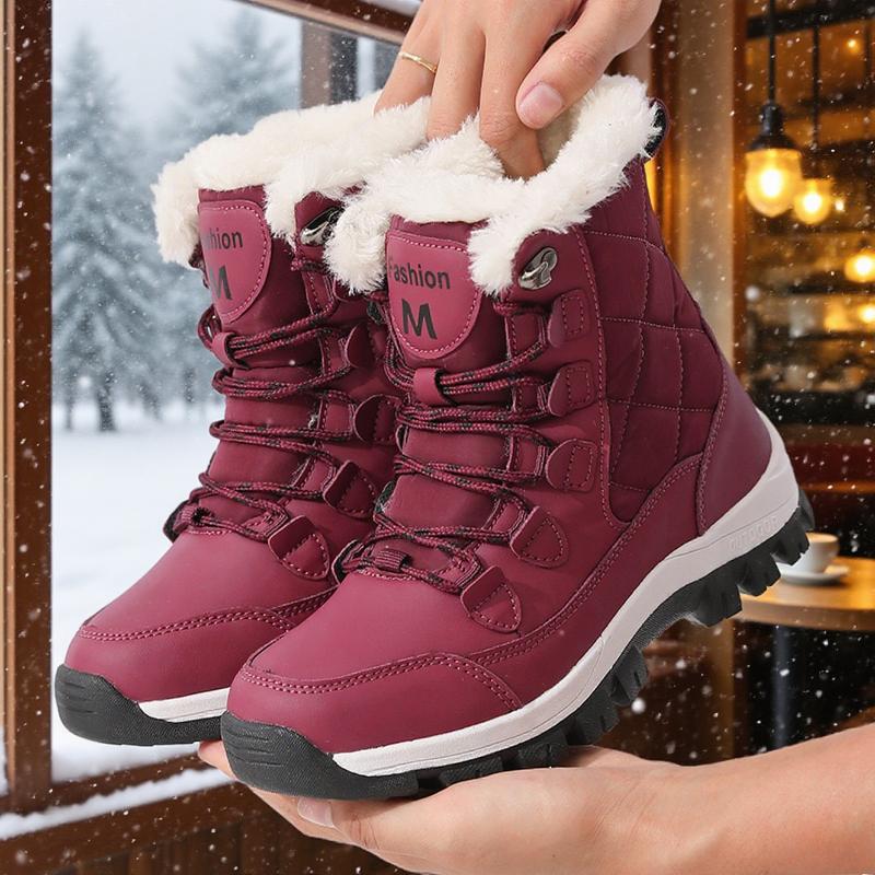 Women's Winter Snow Boots Warm Faux Fur Lined Non - Slip Outdoor Hiking Boots Fashion Waterproof Cold Weather Footwear