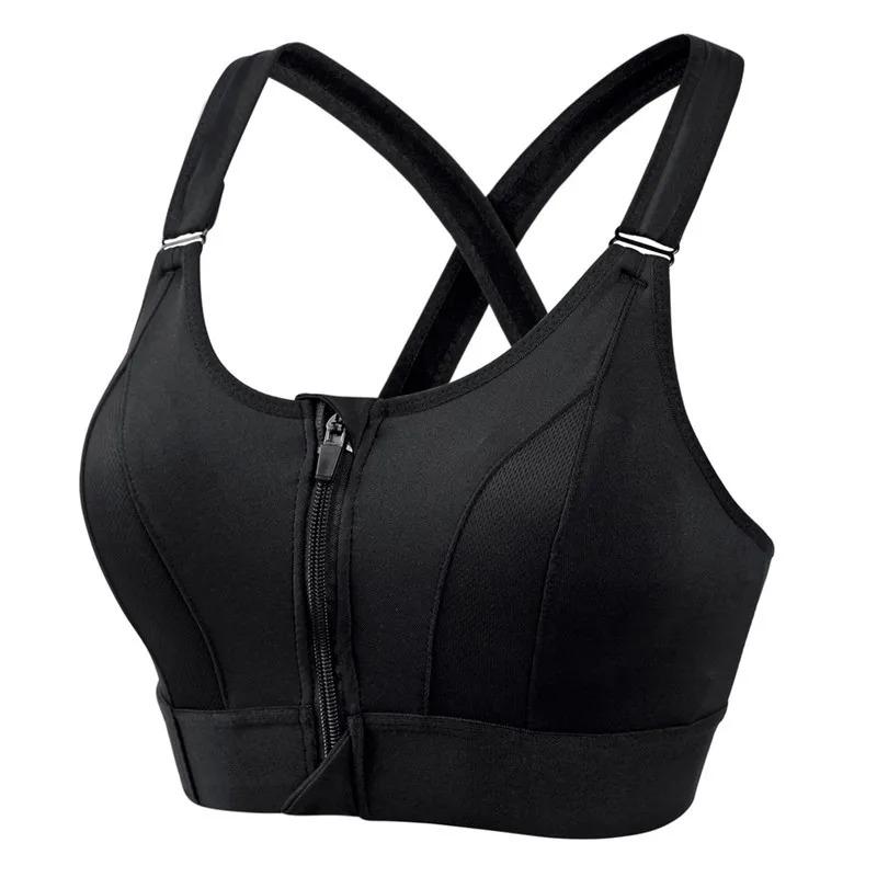 Reggiseni Sportivi da Donna Leggings Top Corto Gilet Cerniera Frontale Taglia Plus Spalline Regolabili Antiurto Palestra Fitness Atletico Reggiseno