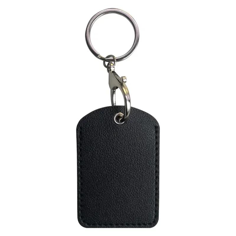 Leather Card Holder Keychain Key Ring Door Lock Access Tags ID Card Case Keychain Access Card Bag Key Tag Ring