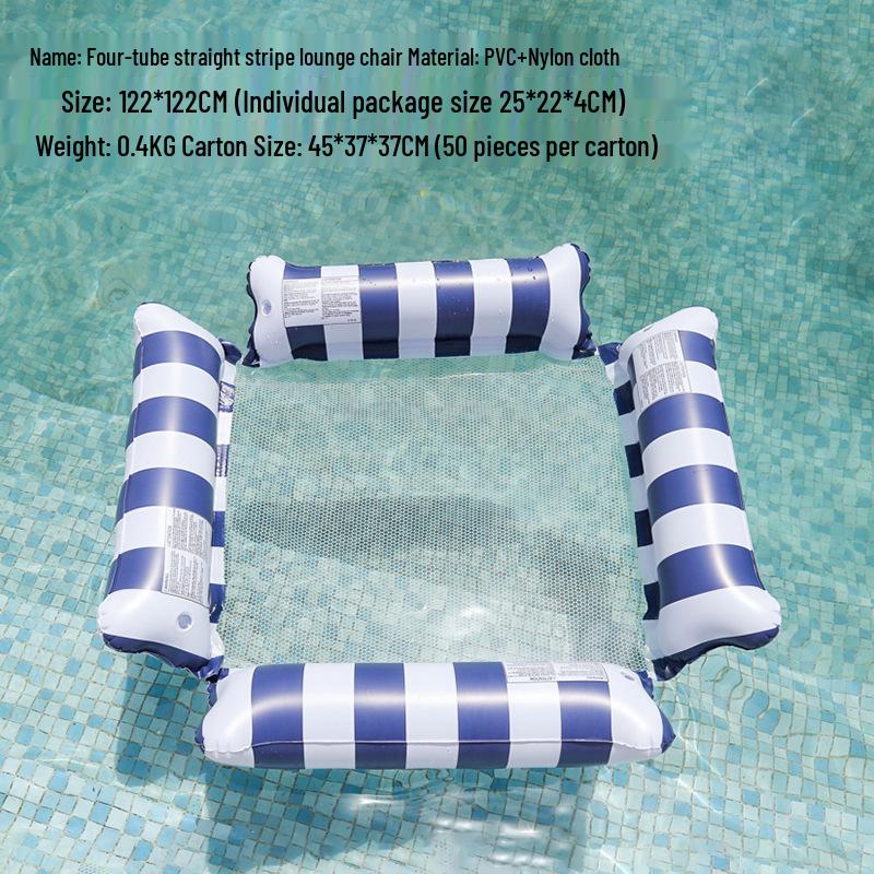 Inflatable Hammock Floating Chair with Backrest - Foldable Summer Pool Party Lounger.