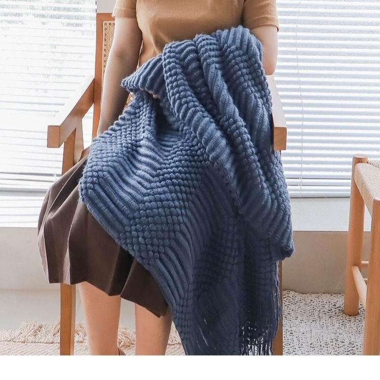 G5Zins Nordic Luxury Wool Blanket Shawl - Light Air Conditioning Throw, Sofa & Office Nap Cape.