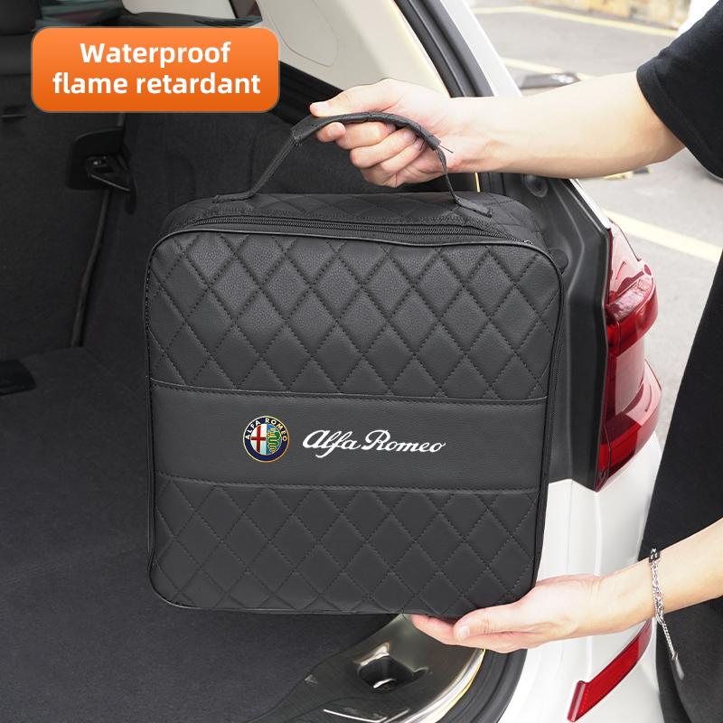 Car Leather Storage Bag High-capacity Auto Trunk Handbag For Alfa Romeo 156 159 147 4C 8C 166 Giulia Giulietta Mito Stelvio zj5