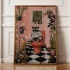Vintage Black Cat Bathroom Wall Art, Toilet Fun Wall Art, Funny animal Bathroom Art, Quirky Bathroom Wall Decor, Bathroom Print