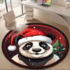 1PC Panda Christmas Office Round Area Rug, Mat Suitable ForOffice, Under Office Chairs Bedroom Living Room Home Decor, Room Deco