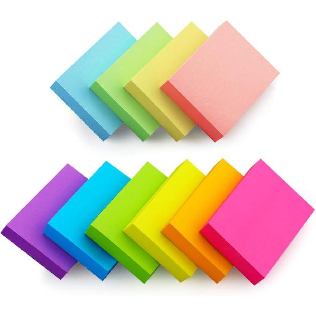 Eastern Wolf Sticky Notes 1.5x2 Self-Stick Notes 10 Bright Multi Colors Sticky Notes 20 Pads 100 Sheet/Pad