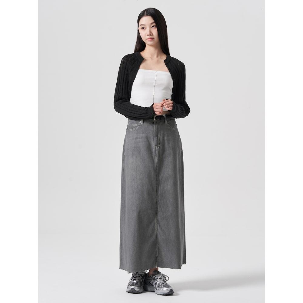 8SECONDS Lightweight Denim Long Skirt Light Gray (324727Lpf2)