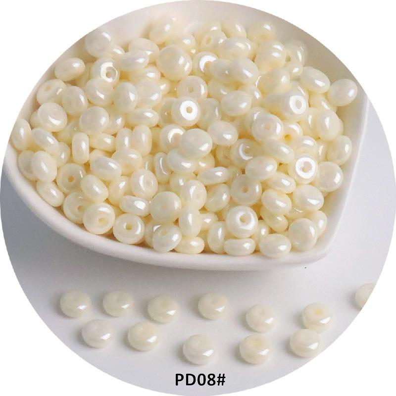 6mm Cream Macaron Pearlescent Glass Abacus Beads for DIY Jewelry & Hair Accessories