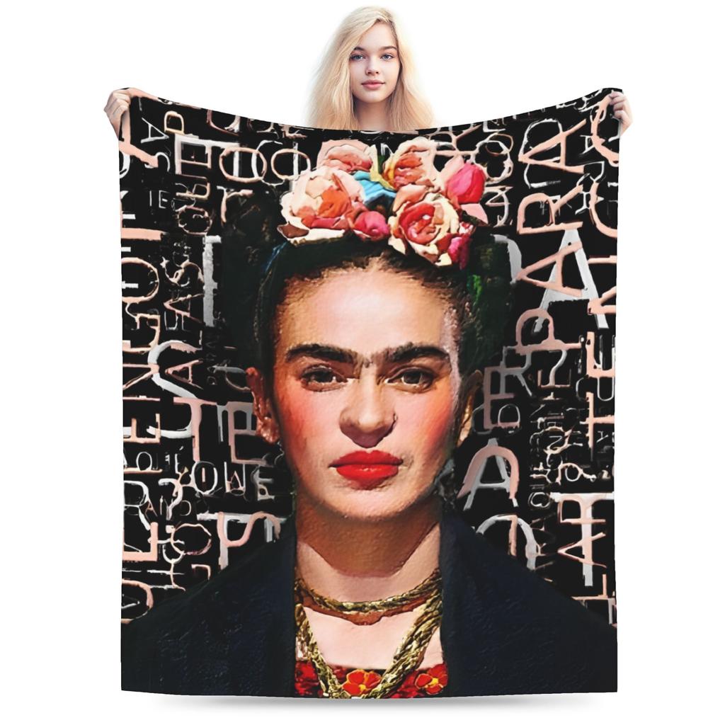 Fridaes Kahloes Merch Deky Měkký Korálový Fleece Plyšový Přehoz Pohodlná Přikrývka