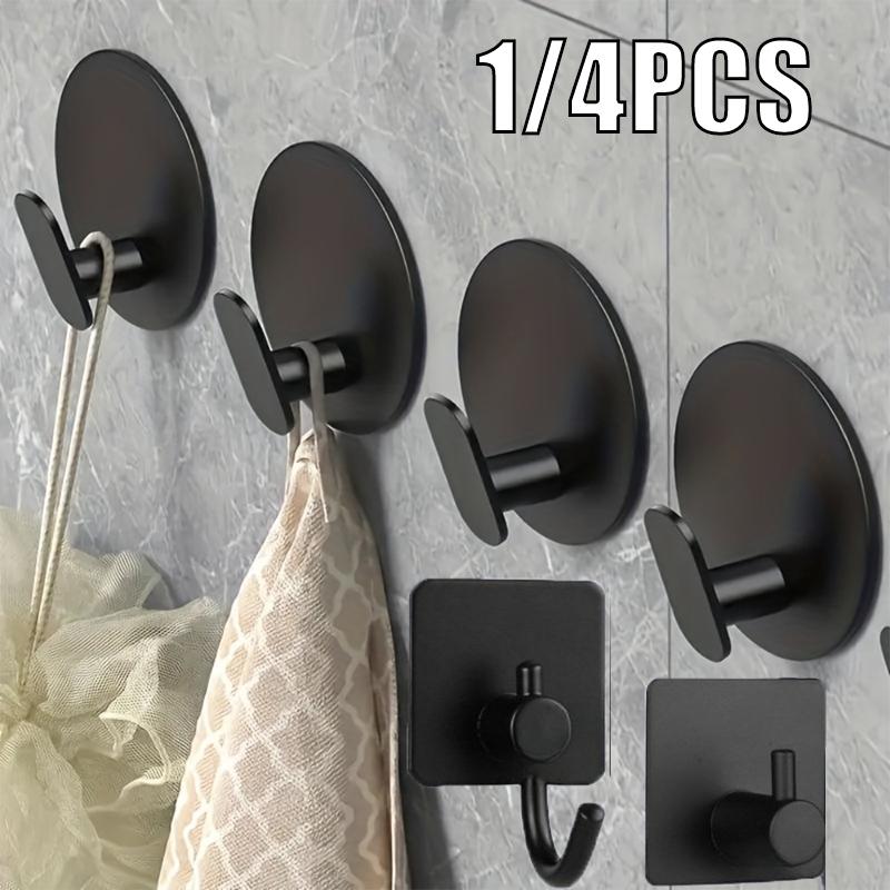 1/1pc Bathroom Stainless Steel Robe Hook Multi-Purpose Adhesive Wall Towel Hook Home Kitchen Hardware Sundries Storage Hooks