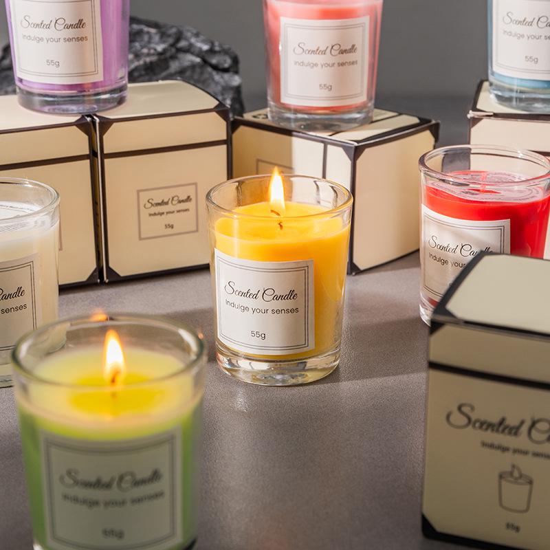 Aromatherapy Smokeless Candle – Long-lasting Fragrance, Creative Christmas Gift, Glass Cup Ornament for Bedroom Atmosphere.