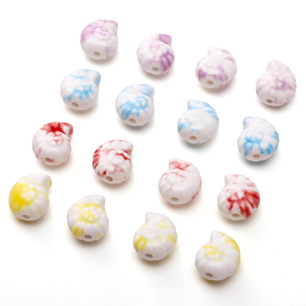 2Pcs Ceramic Ink Splashing Dyeing Beads Conch Whelk Sea Snail Charm For DIY Accessories Jewelry Making